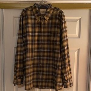 Plaid Men's flannel Shirt in Brown and Tan plaid size XXL